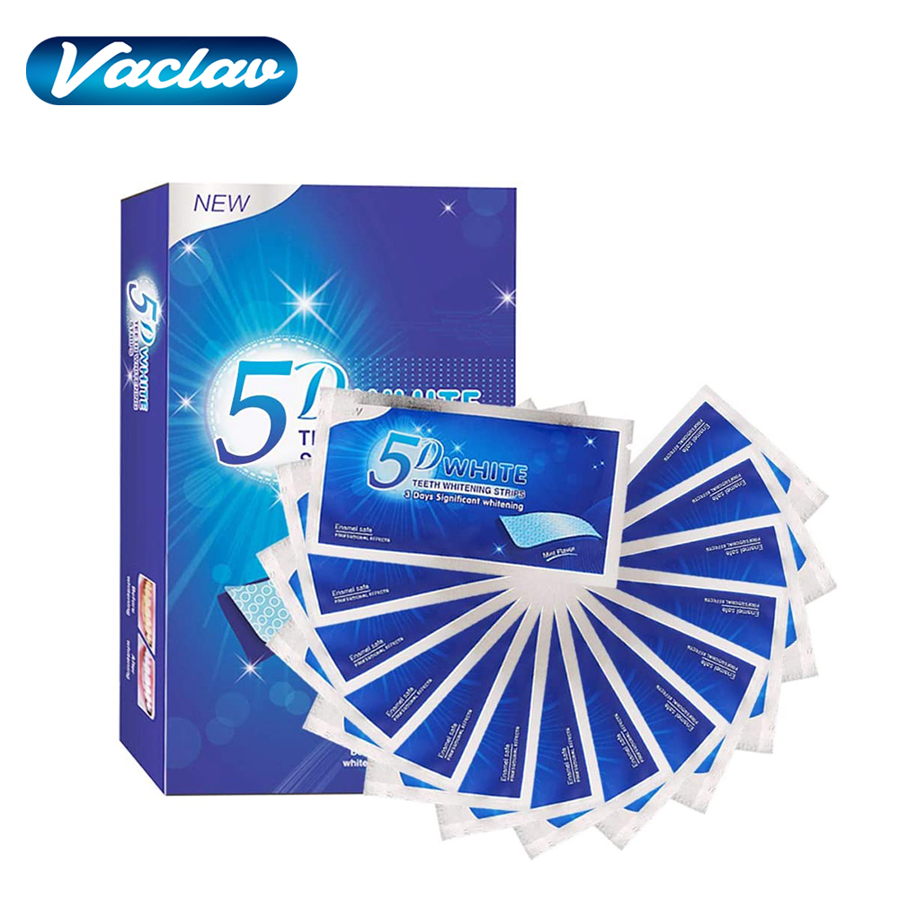 Teeth Whitening Bleach - Paski do wybielania zębów 5D, żel